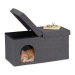 Relaxdays banquette pliable grotte chat banc rsistant abri chaton intrieur cachette hlp: 385x745x37 ...