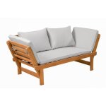 Banquette de jardin convertible en bois dacacia - 2 places - avec coussins - kayda - cr�me