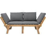 Banquette de jardin convertible en bois dacacia fsc - kayda - avec coussins - gris fonc� - 2 places