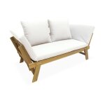 Banquette de jardin beige 2 / 3 places jalance. accoudoirs modulables 155 / 200x72x74. 5cm