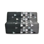Banquette - lit bz - joe - tissu gris et noir - 2 places - l143 x p97 x h89cm - matelas 9cm