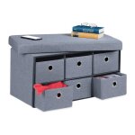 Relaxdays banquette de rangement 6 tiroirs assise confortable banc pliable h x l x p : 39 x 76 x 38 cm ...