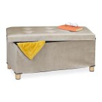 Relaxdays banquette de rangement couvercle matelass revtement velours pieds en bois hlp: 34x76x38 ...