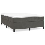 Sommier � ressorts - garosa - 140x190 cm - velours gris fonc� - pieds inclus - montage facile