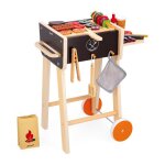Barbecue en bois - jouet dimitation cuisine et dinette pour enfants - 57 accessoires inclus - 2 roues ...