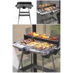 Barbecue electrique sur pieds ou de table gris 2000w poignes intgres pare - vent amovible