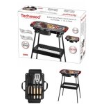 Barbecue electrique sur pieds ou de table rouge 2000w + set de 4 accessoires pour barbecue