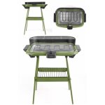 Barbecue electrique sur pieds ou de table vert 2000w + set de 4 accessoires pour barbecue