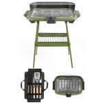 Barbecue electrique sur pieds ou de table vert 2000w + set de 4 accessoires pour barbecue acier inoxydable ...