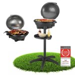 Barbecue electrique de table noir - 2400w - barbecue 2 en 1 grill