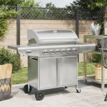 Barbecue  gaz avec 7 brleurs argent acier inoxydable