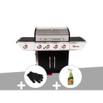 Barbecue  gaz avec chariot manhattan 450gpi + plancha + gant de protection + dgraissant pour barbecue ...