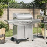 Barbecue à gaz - inox - 5 brûleurs - allumage piézoélectrique - surface de cuisson 63x40 cm - rangement ... Barbecue à gaz - inox - 5 brûleurs - allumage piézoélectrique - surface de cuisson 63x40 cm - rangement ...