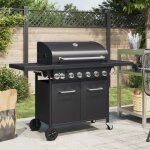 Barbecue gril à gaz avec 7 brûleurs noir acier enduit de poudre Barbecue gril à gaz avec 7 brûleurs noir acier enduit de poudre