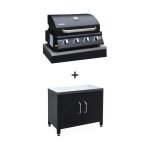 Barbecue � gaz avec 4 br�leurs � poser avec r�cup�rateur de graisse + meuble de cuisine ext�rieure en ...