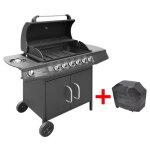 Vidaxl barbecue  gaz 6 + 1 zone de cuisson noir