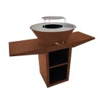 Barbecue avec plaque ronde grill et support