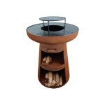 Barbecue rond avec plaque dacier ronde et grille
