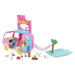 Barbie - camping - car 2 en 1 de chelsea - coffret hnh90