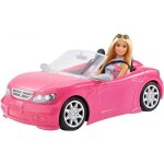 Voiture cabriolet - barbie - barbie et son cabriolet - rose scintillant - pneus r�alistes - 2 pi�ces