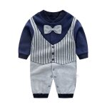 Barboteuse bb gentleman - bleu marine - manches longues