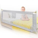 Barri�re de lit b�b� / enfant huole - tissu oxford gris clair - 2m - hauteur r�glable 70 - 100 cm