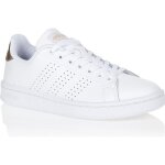 Basket adidas advantage blanc et dor femme - tige en cuir souple et semelle cloudfoam confortable