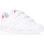 Baskets adidas advantage c - enfant - blanc / rose - fermeture 3 scratchs - talon rose