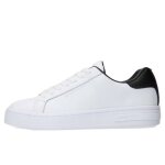 Baskets - armani exchange - modle femme - cuir blanc - talon plat - lacets