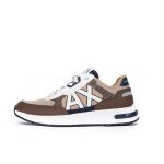 Basket armani exchange sneaker - marron - tige en mesh et synthtique - lacets