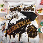 Parure de lit - mouton maison deco - basket - ball cr�atif cool - noir orange blanc - microfibre - 220x240 ...