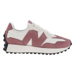 Baskets basses 327 cuir nubuck new balance rose - femme - lacets