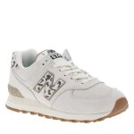Baskets basses 574 cuir nubuck - new balance - grises - blanc - femme - lacets