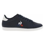 Baskets basses en cuir enduit - le coq sportif - bleu marine - lacets - adulte - mixte