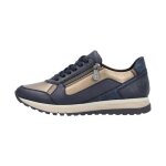 Basket basse cuir rieker eagle - bleu comb - rieker - femme - lacets - plat