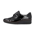 Basket basse cuir rieker lagro - noir - femme - scratch - compens