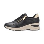 Basket basse femme rieker lugano - noir - lacets plats - talon compens