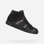 Baskets basses geox d leelu pour femme en cuir noir - semelle cuvette respirante