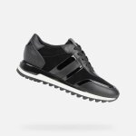 Baskets basses geox tabelya femme - cuir - lacets - noir