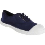 Baskets basses  lacets en toile de coton - femme - bleu marine - bensimon