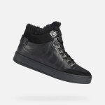 Baskets basses d leelu - geox - femme - cuir - noir - lacets