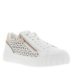 Baskets basses tennis blanches avec dtail paillet lacets plats et zip latral