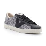 Basket basse  paillettes - victoria - 1126196 noir - cuir - homme - lacets - plat