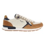 Baskets basses - pepe jeans - beige - cuir et textile - lacets - semelle 25 cm