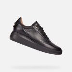 Baskets basses d rubidia femme - geox - noir - cuir - lacets - plat