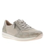 Baskets basses - semi - compens�e - gris - zip c�t� ext�rieur - semelle int�rieure antistress cuir