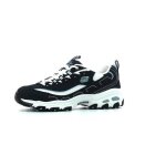 Baskets basses skechers dlites biggest fan - skechers - femme - noir - cuir - plat - lacets
