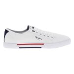 Baskets basses en toile - pepe jeans - blanc - lacets - tige 6 cm - semelle vulcanise