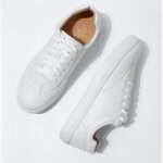 Baskets blanches - ecelen - femmes - cuir - lacets - plat