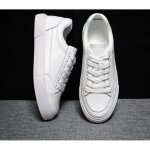 Baskets blanches pour femme - ecelen - cuir - plat - lacets - sport et marche
